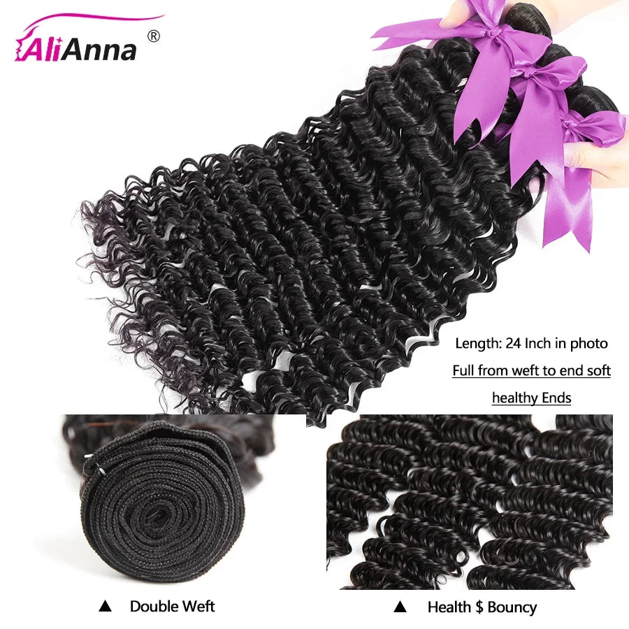 Deep Wave Bundles Human Hair Extensions Real Human Hair Brazilian