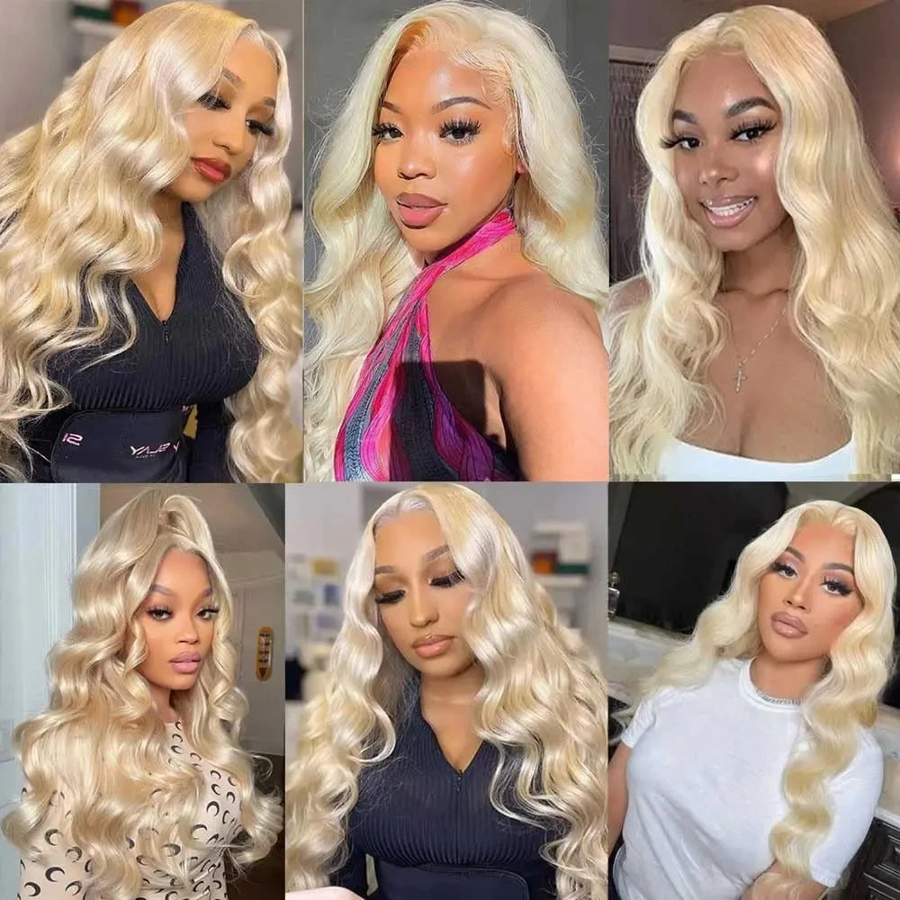 13x6 hd transparent lace frontal wigs blonde 613 human hair choice loose deep wave brazilian