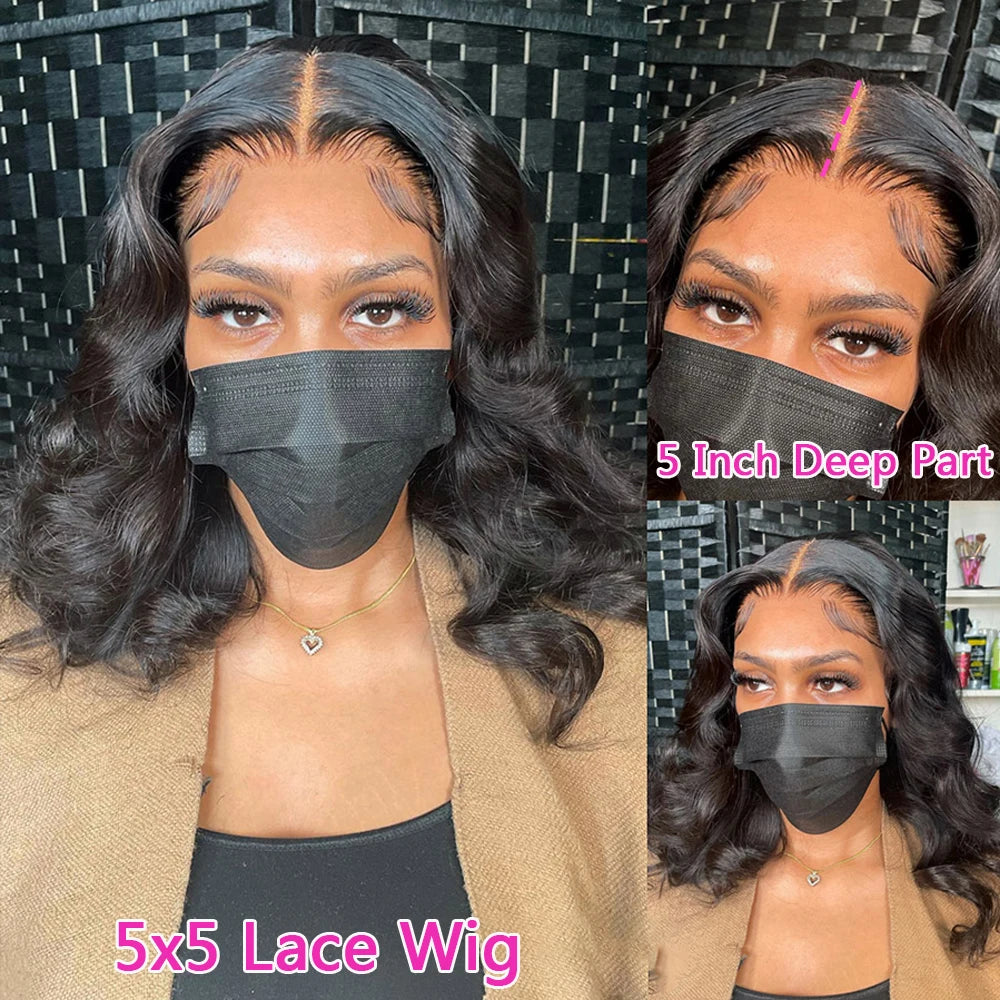 Body Wave Bob Wig 13x6 Transparent Lace Frontal Wig Brazilian Human Remy Hair13x4 Lace