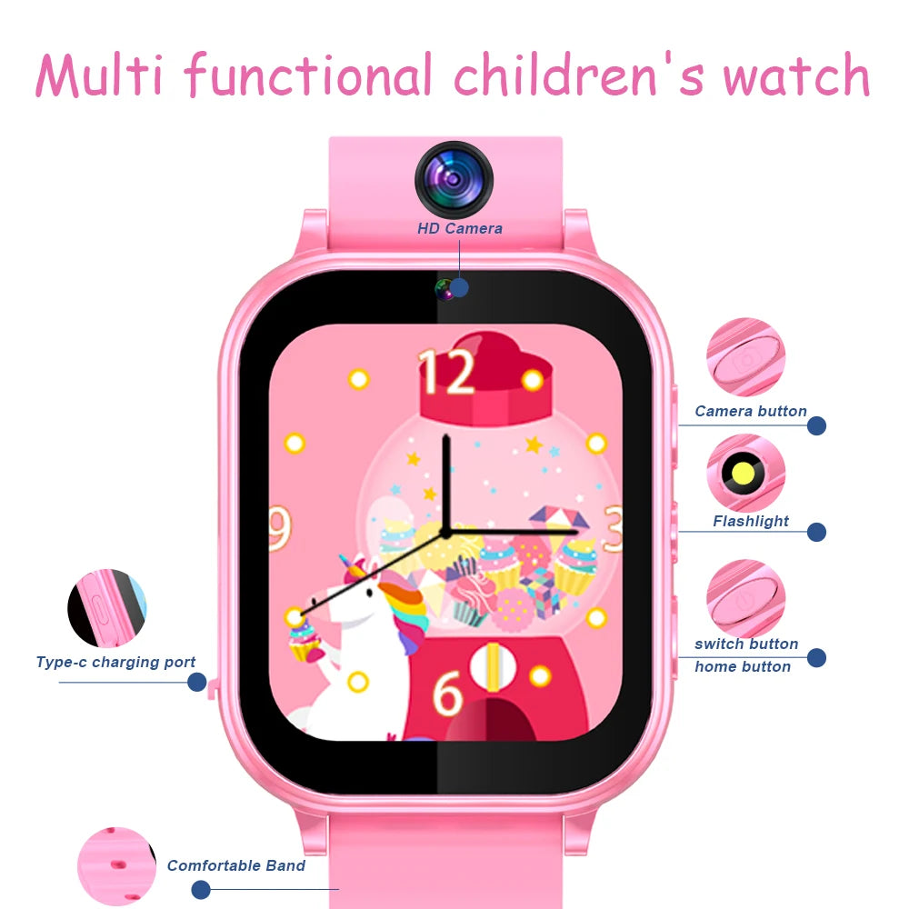 Smart Watch Kids with Puzzle games 300000 pix Camera take photo Video MP3 music playback