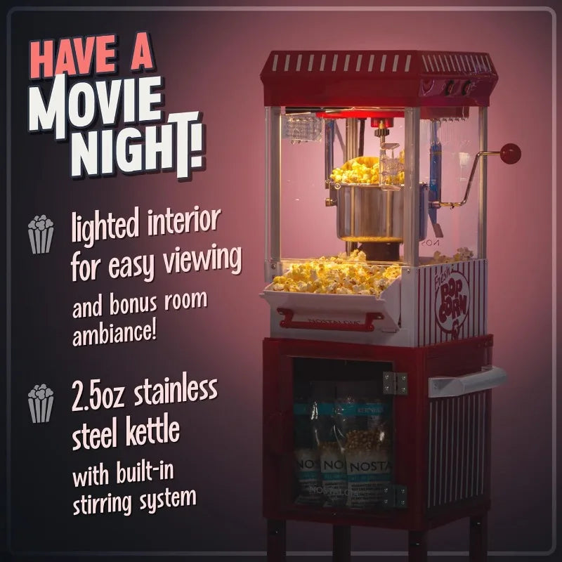 Nostalgia Popcorn Maker Machine - Professional Cart With 2.5 Oz Kettle