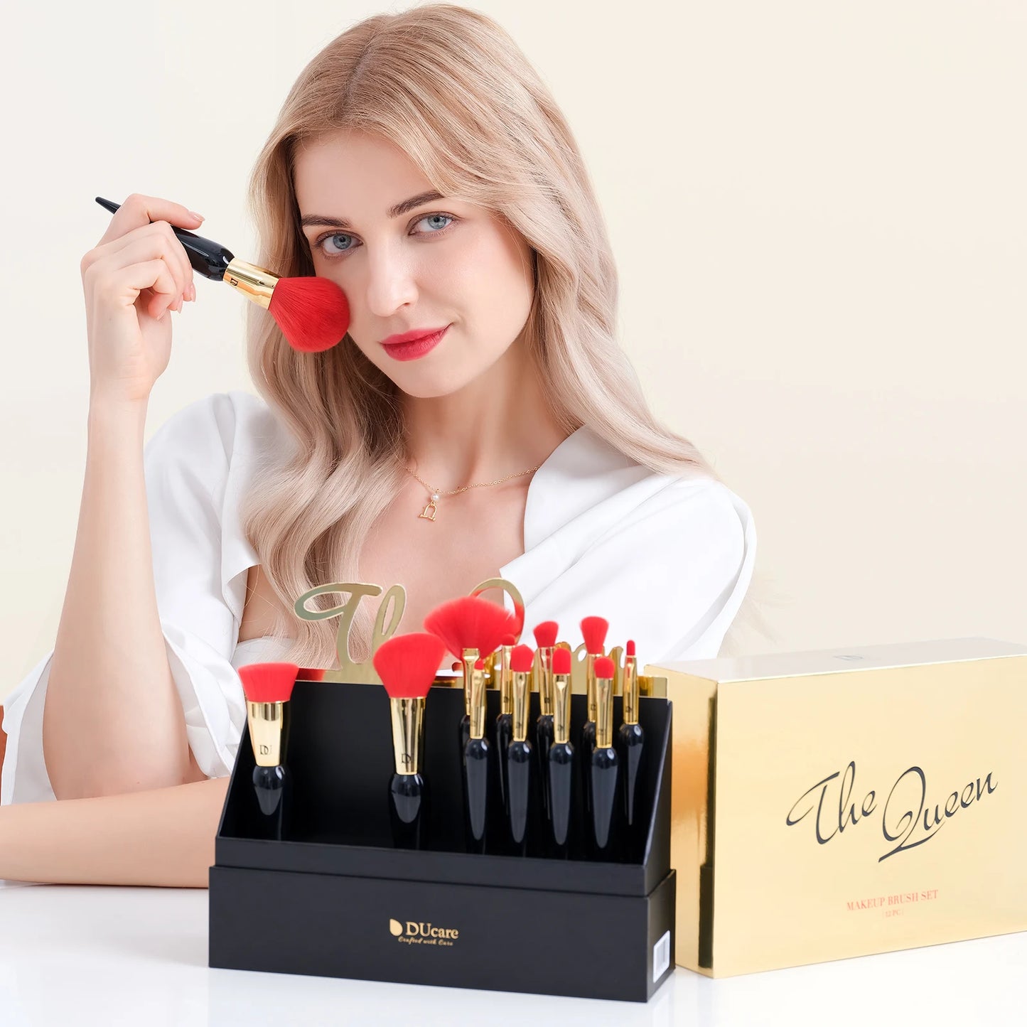 DUcare Makeup Brushes 12Pcs The Queen Seris Premium Gifts Foundation Powder Face Blus