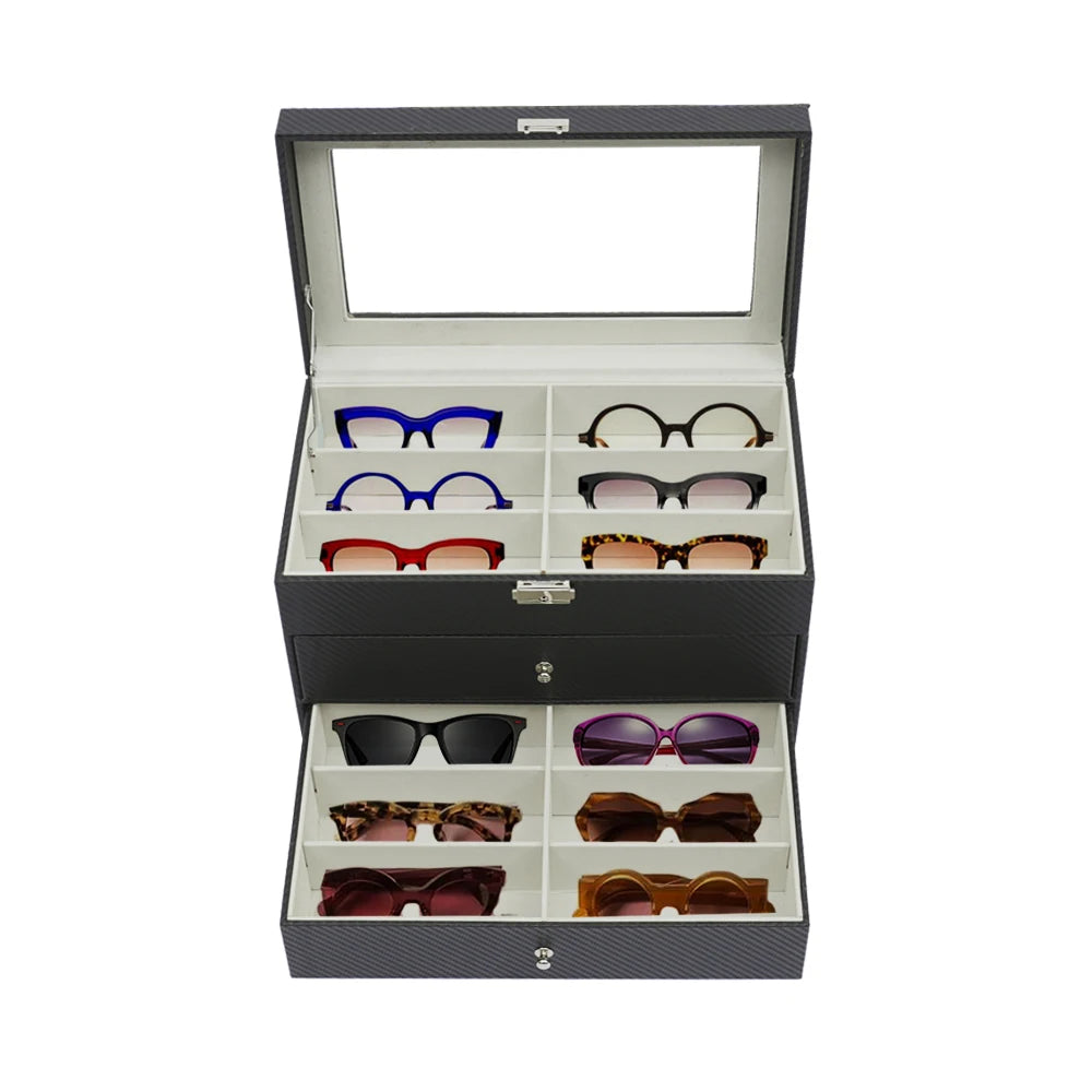 Sunglasses Storage Box Glasses Storage Box Three Layers 18 Grid Drawer