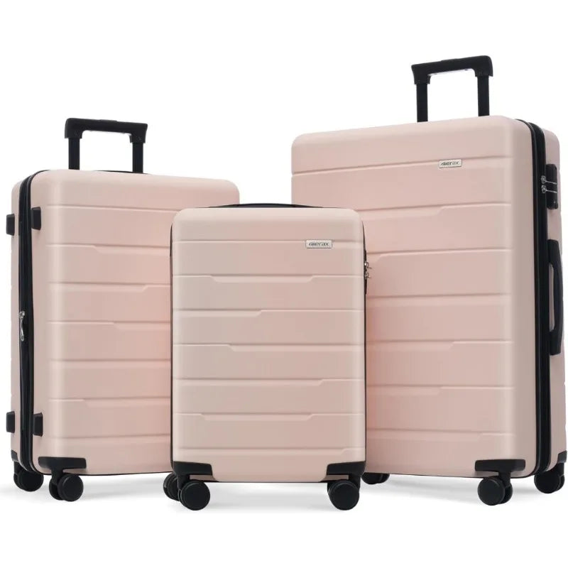 3 Piece Expandable ABS Hardshell Luggage Sets Spinner Wheel Suitcase TSA Lock Suit Case