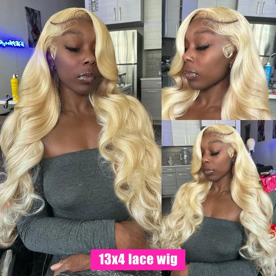 13x6 hd transparent lace frontal wigs blonde 613 human hair choice loose deep wave brazilian