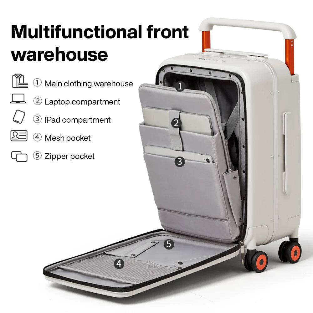 2023 Wide Handle Suitcase Carry-On Luggage Travel Trolley Case 20 Inch Aluminum Frame