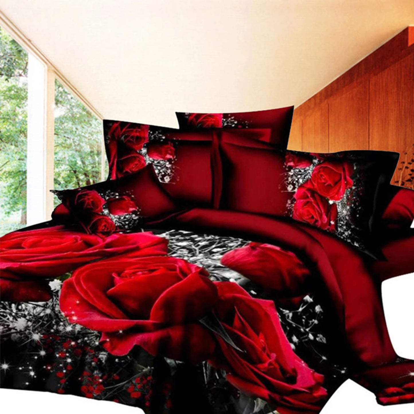 Comfort and Elegance with Luxurious Exquisite Rose Print Bedding Set, Elevating Your Sleep