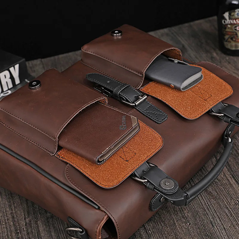 Pu Leather Business Messenger Bag for Man Small Male Crossbody Bags Designer Handbags