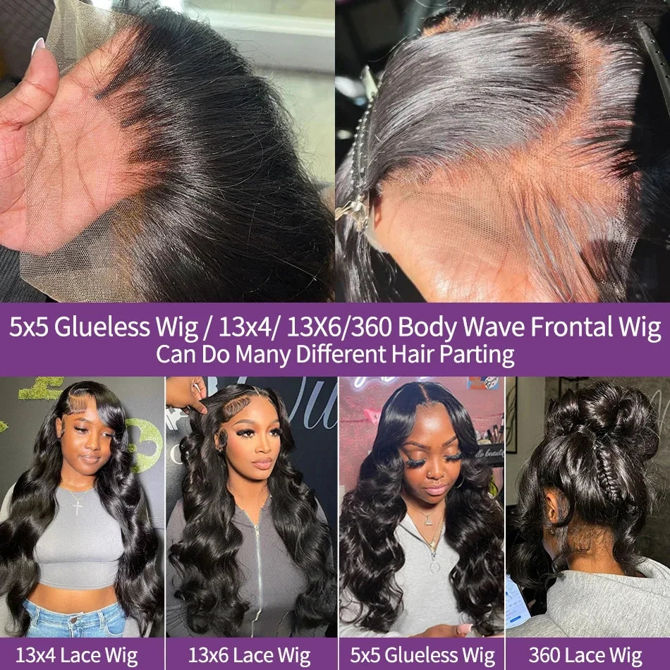 Human Hair Lace Front Wig, 34 Inch 4x4 5x5 Closure, 13x6