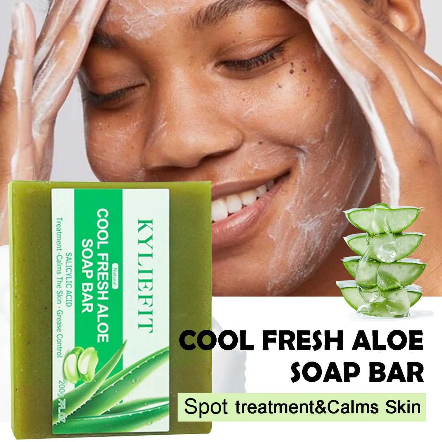 Aloe Vera Soap Bar for All Skin Types, Reduce Black Spots, Lightening, Oil Control