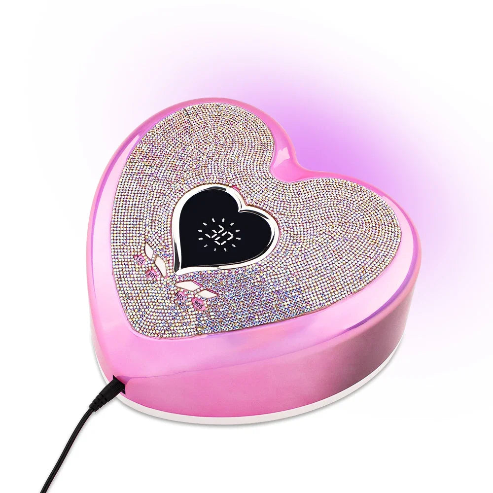 Nail Lamp with Rhinestone Heart Shape Nail Gel Dryer Pedicure Machine LED Light