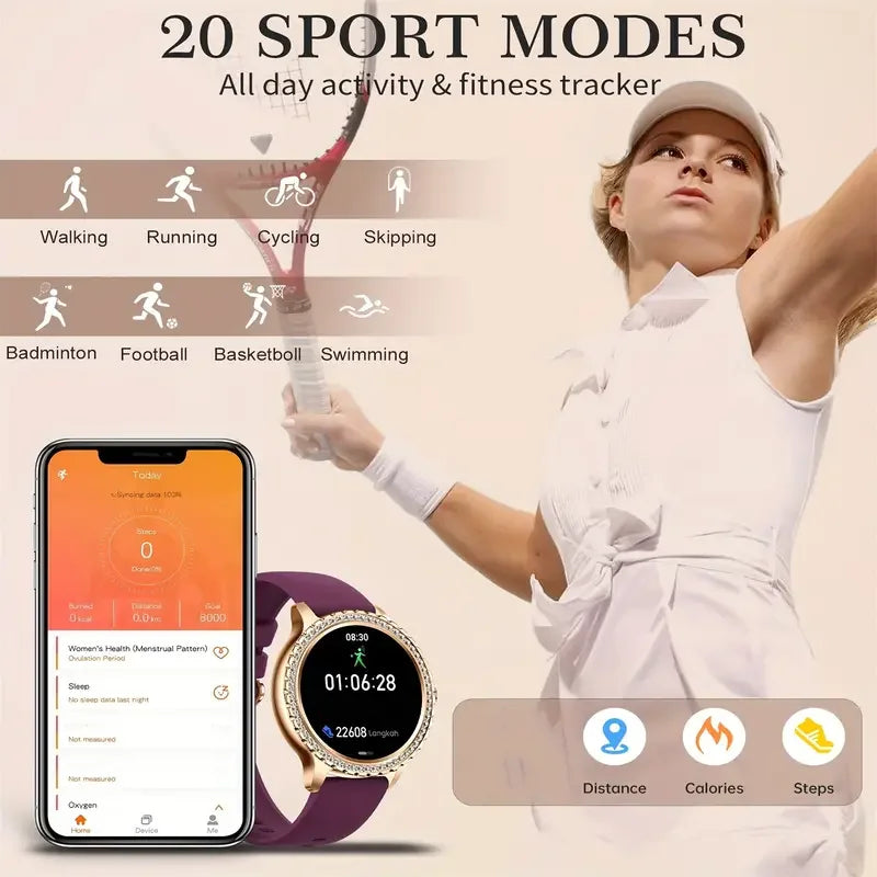 smart Watches for Women for Android and for iPhone Full Touch Screen 100+ Sports Mode