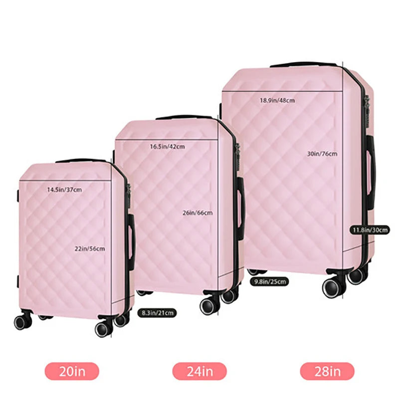 TSA Travel Suitcase Matt Powder Color 3-piece Set Carry Luggage Gilr Pink Valise Voyage Enfant Bag