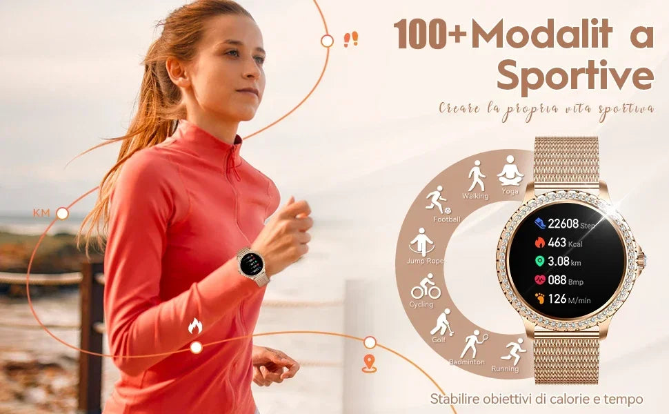 Women HD Screen Fashion Sports Watches Bluetooth Call Health Monitor IP67 Life Waterproof