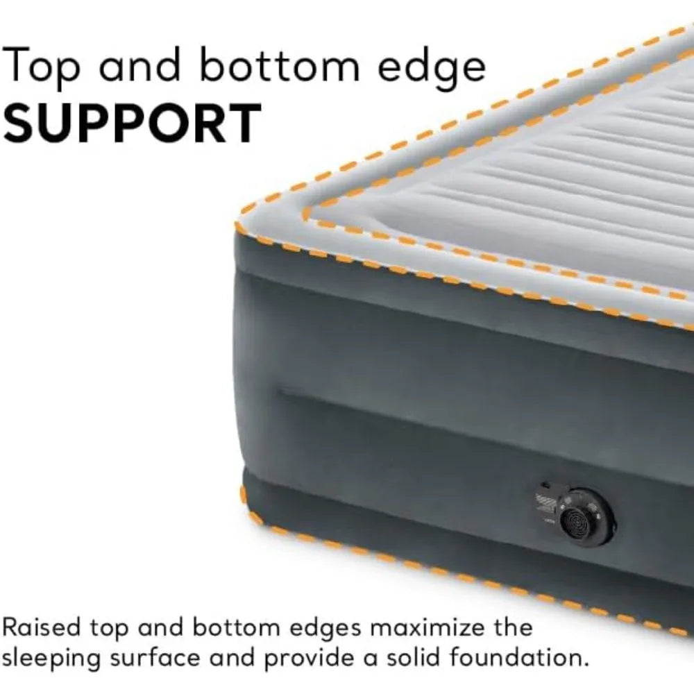 Luxury Air Mattress: Fiber-Tech Construction – Built-in Electric Pump – Dual-Layer