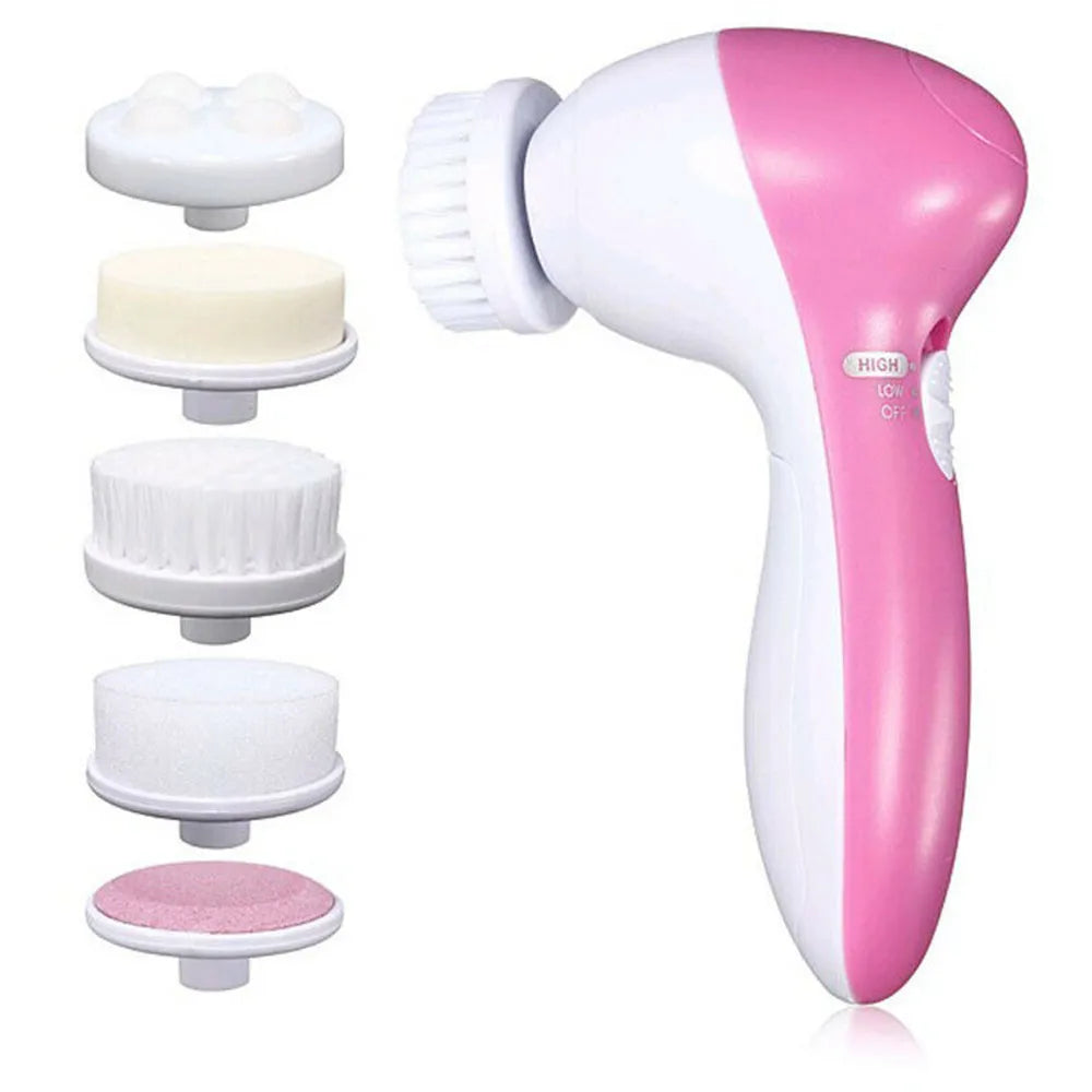 5 in 1 Electric Face Cleansing Brush Facial Cleanser Massager Scrubber Exfoliator