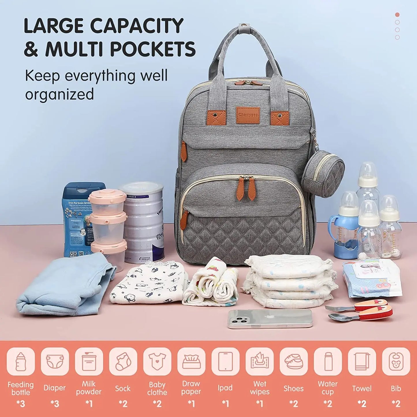 3 In 1 Diaper Bag Backpack Foldable Baby Bed Waterproof  USB Charge Diaper Bag Backpack