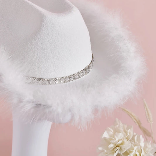 Women s Western Style Cowboy Hat with Feather Accents Wide Brim Sun Protection