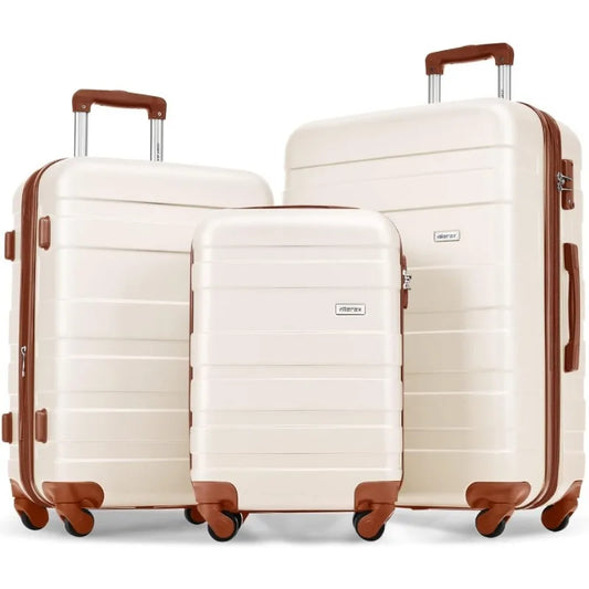 3 Piece Expandable ABS Hardshell Luggage Sets Spinner Wheel Suitcase TSA Lock Suit Case