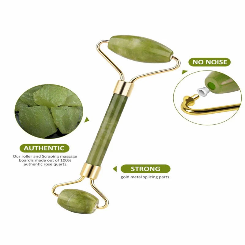 Natural Serpentine Crystal Jade Stone Facial Massager Roller for Face Lifting Anti-aging Wrinkle Skin Care Beauty Health Tools