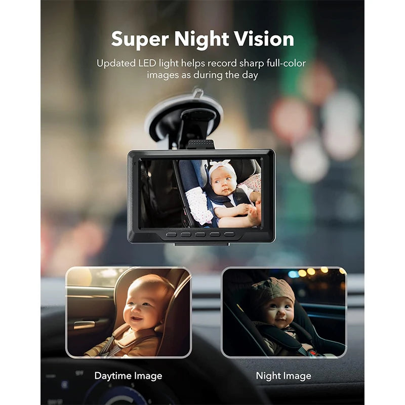 4.4" Baby Car Camera 1080P HD Recording Full-Color Night Vision  Infant Safety Car Seat Camera