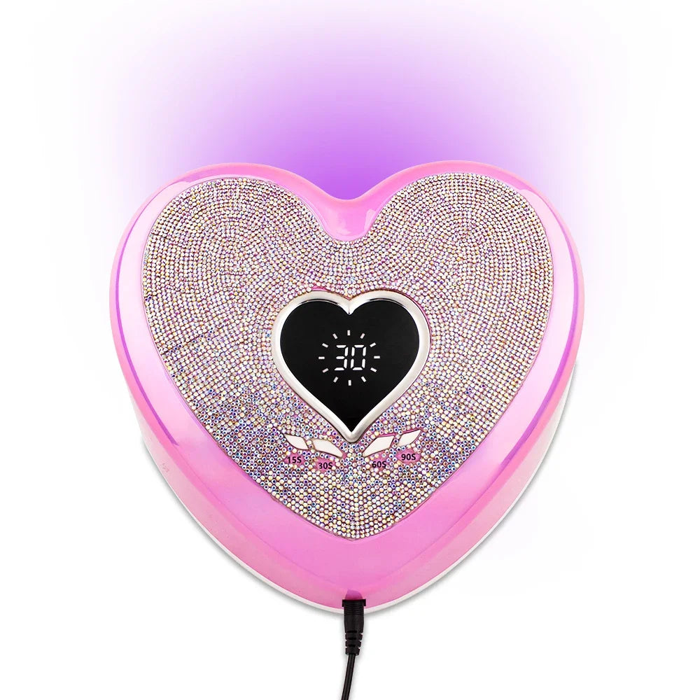 Nail Lamp with Rhinestone Heart Shape Nail Gel Dryer Pedicure Machine LED Light