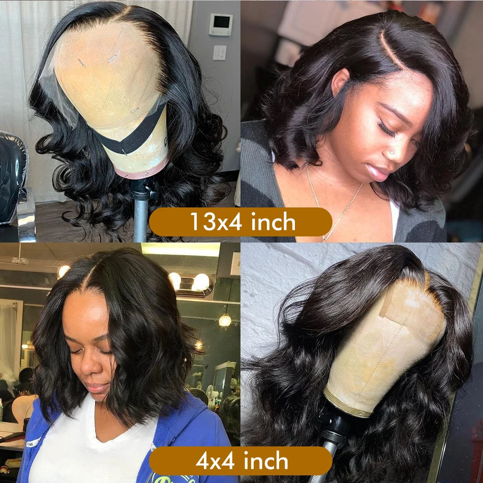 Body Wave Bob Wig 13x6 Transparent Lace Frontal Wig Brazilian Human Remy Hair13x4 Lace