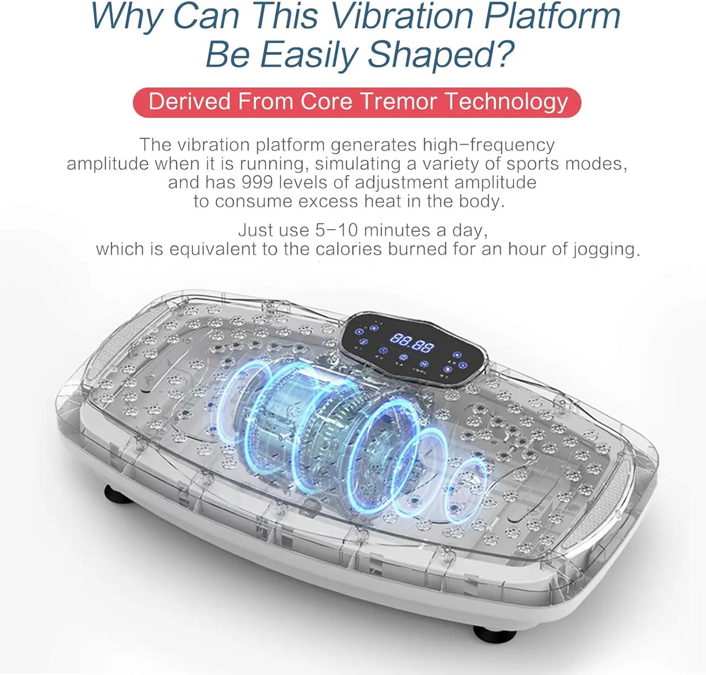 Whole Body Vibration Platform Fitness & Weight Loss + Remote + Loop Re