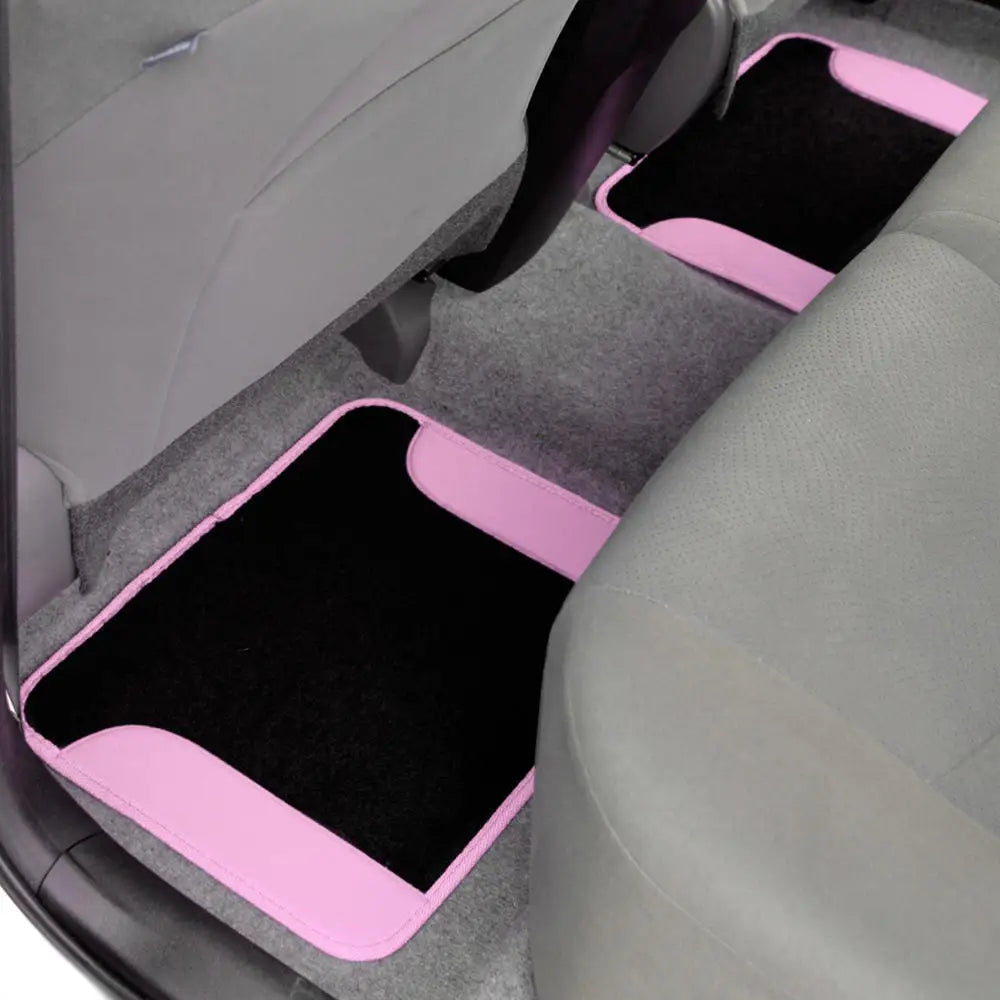 Car Floor Mats Carpet Tattoo Design 2 Tone Color Liner 4 Piece Pink Black