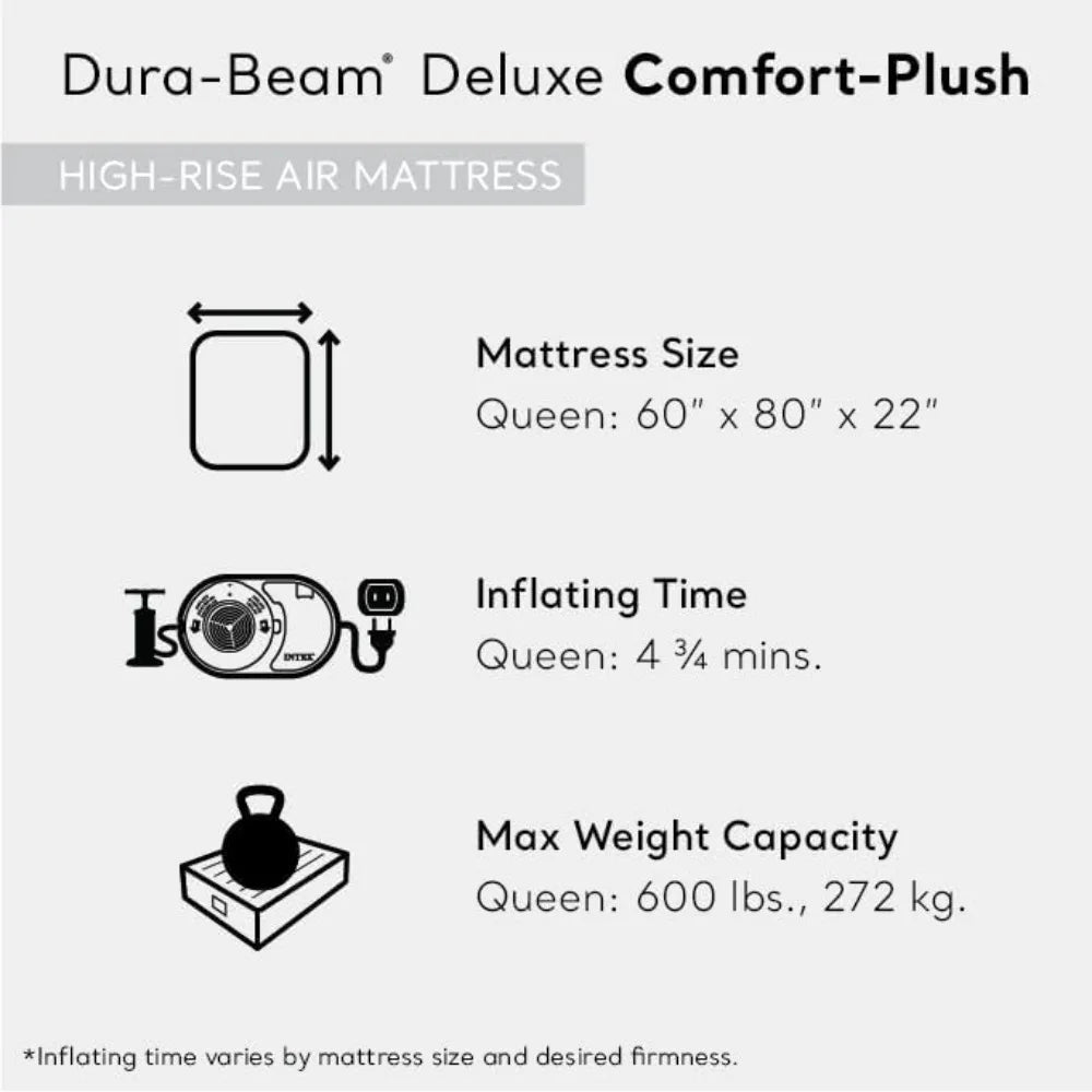 Luxury Air Mattress: Fiber-Tech Construction – Built-in Electric Pump – Dual-Layer