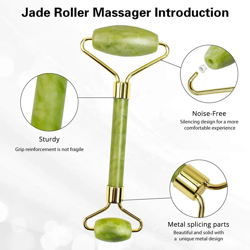 Natural Serpentine Crystal Jade Stone Facial Massager Roller for Face Lifting Anti-aging Wrinkle Skin Care Beauty Health Tools