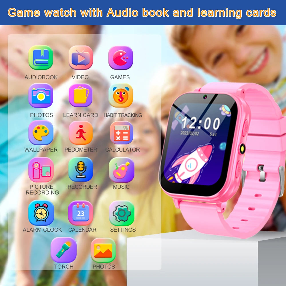 Smart Watch Kids with Puzzle games 300000 pix Camera take photo Video MP3 music playback