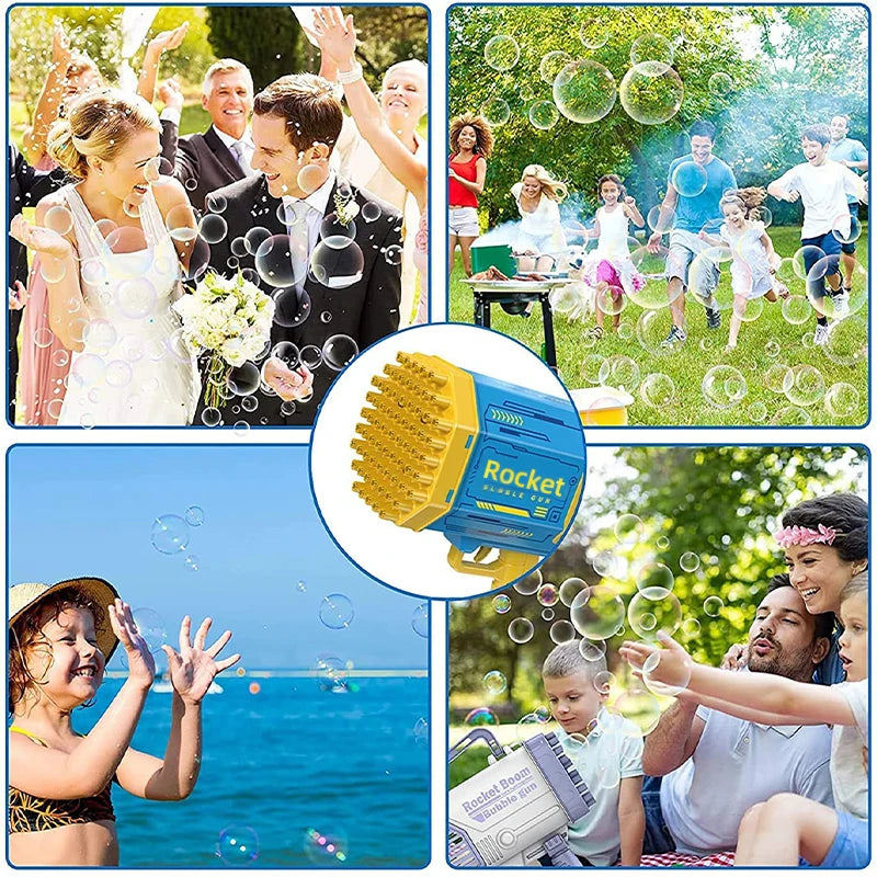 69 Holes Rocket Bubble Gun Machine Angel LED Kids Automatic for Wedding Party Outdoor Games