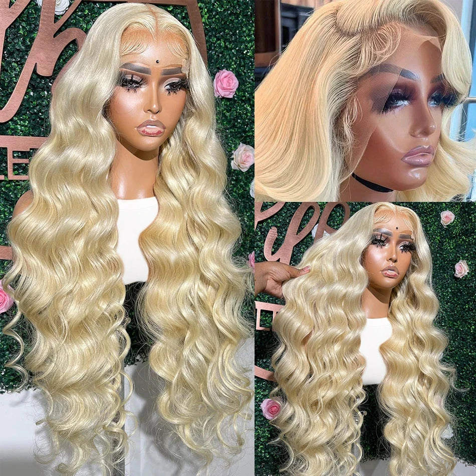 13x6 hd transparent lace frontal wigs blonde 613 human hair choice loose deep wave brazilian