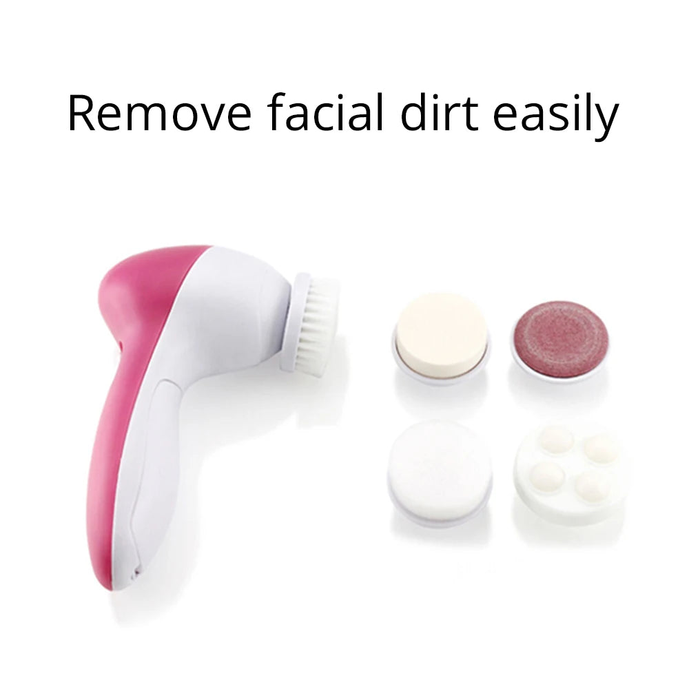 5 in 1 Electric Face Cleansing Brush Facial Cleanser Massager Scrubber Exfoliator