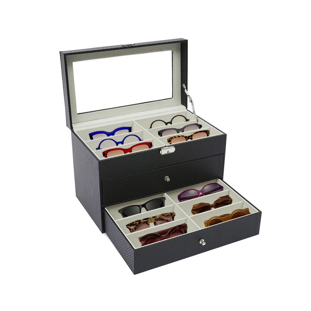 Sunglasses Storage Box Glasses Storage Box Three Layers 18 Grid Drawer