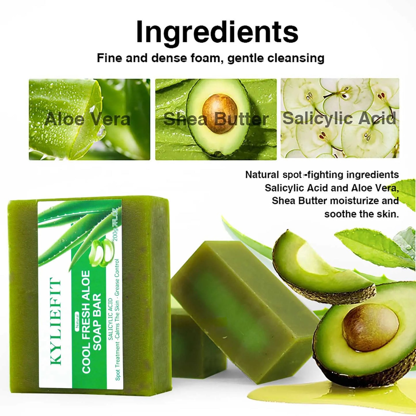 Aloe Vera Soap Bar for All Skin Types, Reduce Black Spots, Lightening, Oil Control