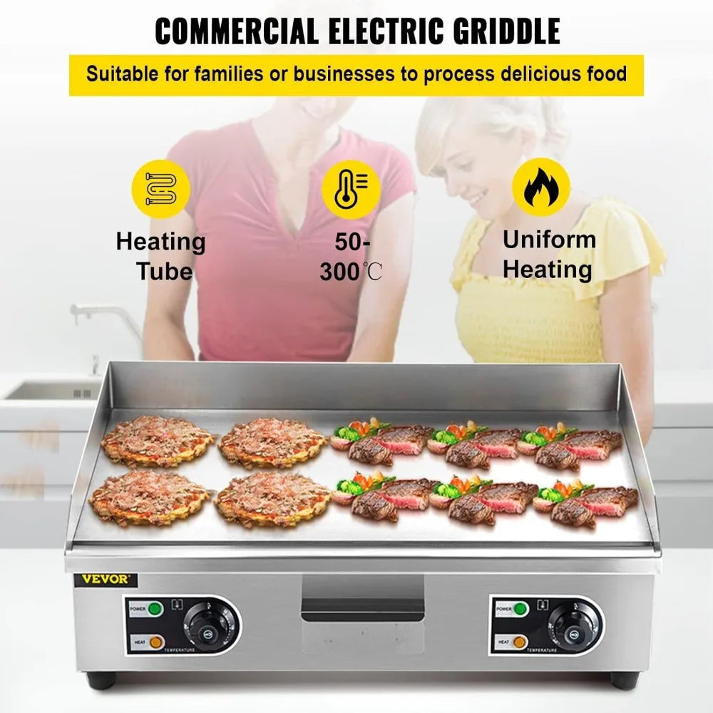 Electric 29" Commercial Electric Griddle, Flat Top, Stainless Steel, Temperature Control