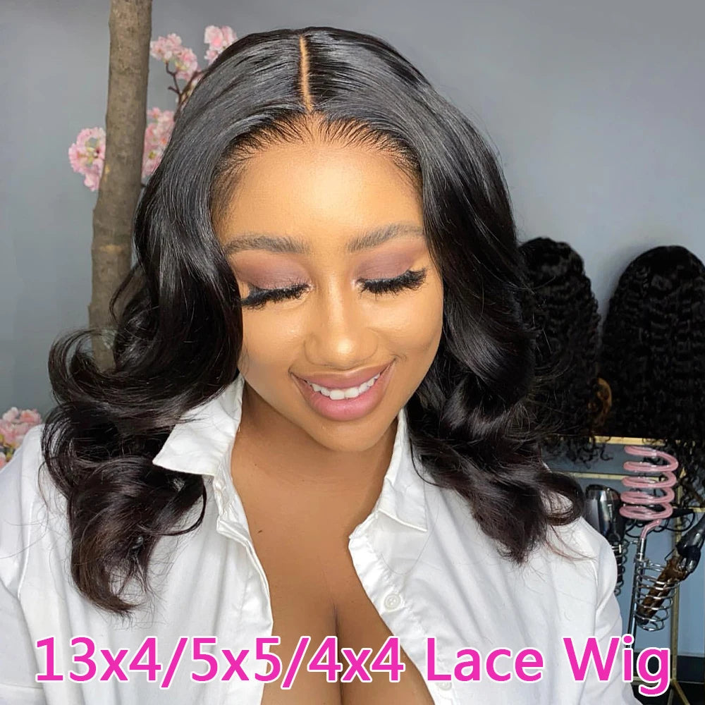 Body Wave Bob Wig 13x6 Transparent Lace Frontal Wig Brazilian Human Remy Hair13x4 Lace